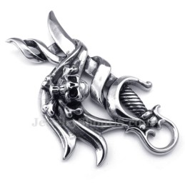 Collier Pendentif Couteau En Titane Avec Tête De Mort (Chaîne Gratuite)