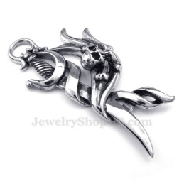 Collier Pendentif Couteau En Titane Avec Tête De Mort (Chaîne Gratuite)