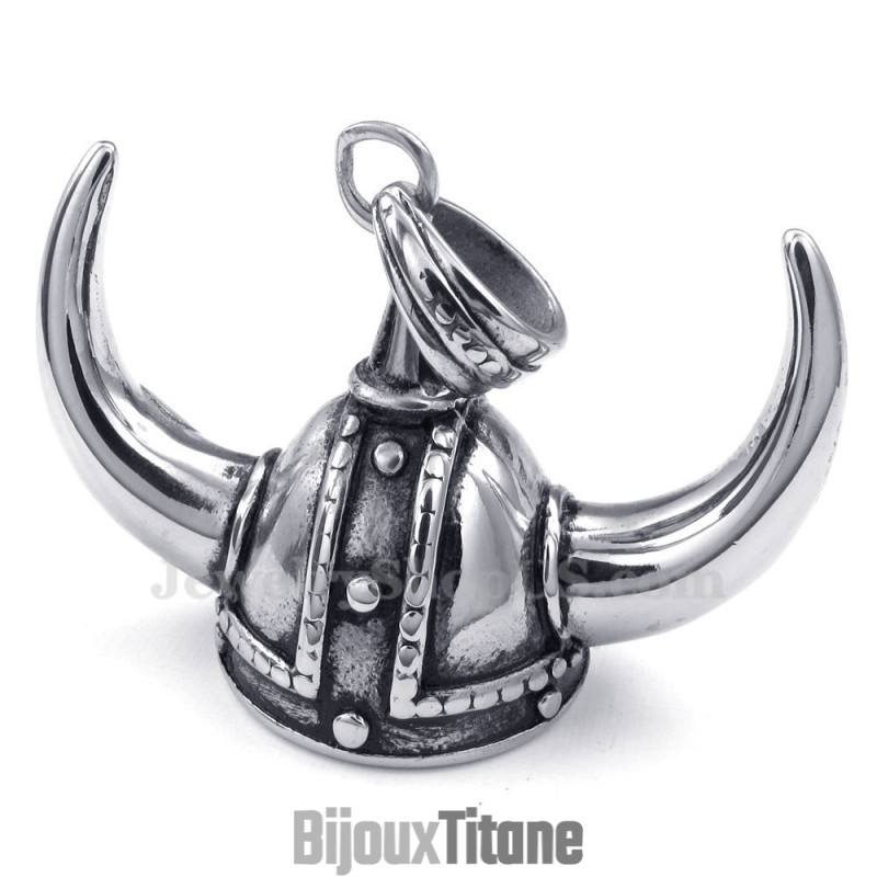 Collier Avec Pendentif En Forme De Casque En Corne De Titane (Chaîne Gratuite)