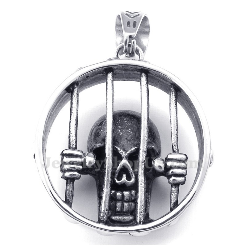 Collier Pendentif Tête De Mort En Titane (Chaîne Gratuite)