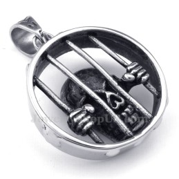 Collier Pendentif Tête De Mort En Titane (Chaîne Gratuite)