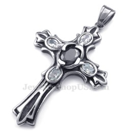 Collier Avec Pendentif Croix En Titane Et Zircon (Chaîne Offerte)