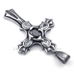 Collier Avec Pendentif Croix En Titane Et Zircon (Chaîne Offerte)