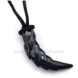 Collier Pendentif Talon En Titane Noir (Chaîne Gratuite)