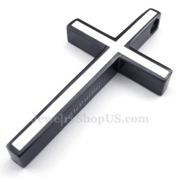 Collier Simple Avec Pendentif Croix En Titane Noir Et Blanc (Chaîne Gratuite)