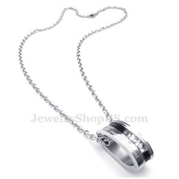 Collier Avec Pendentif En Titane Et Zircon Blanc Pour Couple (Chaîne Offerte) (Une Paire)