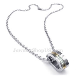 Collier Avec Pendentif En Titane Et Zircon Blanc Pour Couple (Chaîne Offerte) (Une Paire)