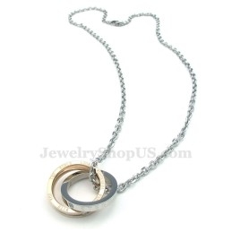 Collier Avec Pendentif En Titane Pour Couple, Cercles Entrelacés (Chaîne Offerte) (Une Paire)