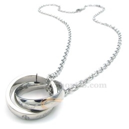 Collier Pendentif En Titane Pour Couple Avec Cercles Entrelacés (Chaîne Offerte) (Une Paire)
