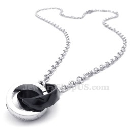 Collier Avec Pendentif En Titane Pour Couple, Cercles Entrelacés (Chaîne Offerte) (Une Paire)