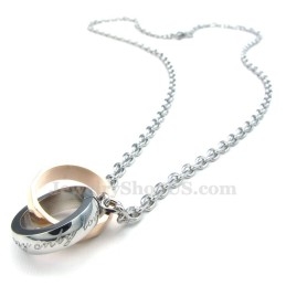 Collier Avec Pendentif En Titane Pour Couple, Cercles Entrelacés (Chaîne Offerte) (Une Paire)