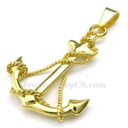 Collier Pendentif Ancre En Titane Et Or (Chaîne Gratuite)