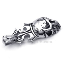 Collier Pendentif Tête De Mort En Titane Avec Couronne Impériale (Chaîne Offerte)