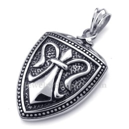 Collier Pendentif Bouclier En Titane (Chaîne Gratuite)