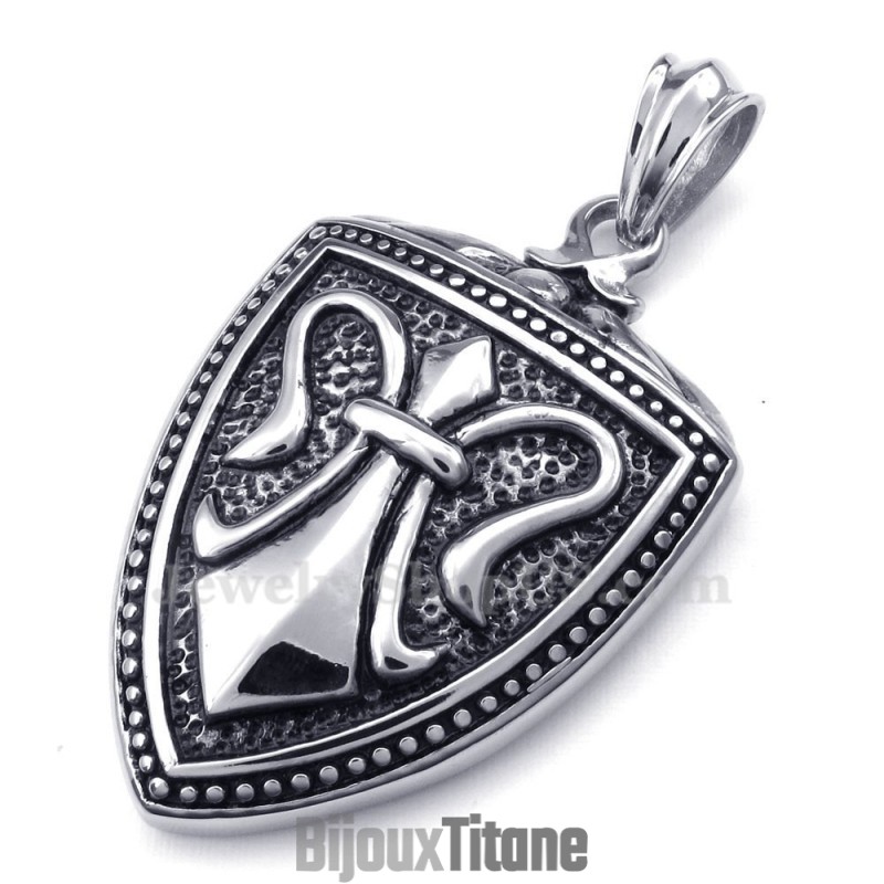 Collier Pendentif Bouclier En Titane (Chaîne Gratuite) Collier Pendentif Bouclier En Titane (Chaîne Gratuite)