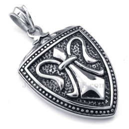 Collier Pendentif Bouclier En Titane (Chaîne Gratuite)