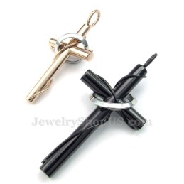 Collier Avec Pendentif En Titane Pour Couple Avec Anneaux Croisés (Chaîne Offerte) (Une Paire)