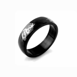 Bague Dragon Pour Homme En Titane Noir 6 Mm
