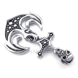 Collier Avec Pendentif Ancre En Titane Et Tête De Mort (Chaîne Offerte)