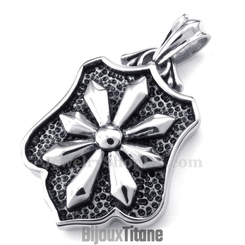 Collier Pendentif En Titane Avec Cartes De Fleurs (Chaîne Gratuite) Collier Pendentif En Titane Avec Cartes De Fleurs (Chaîne Gratuite)