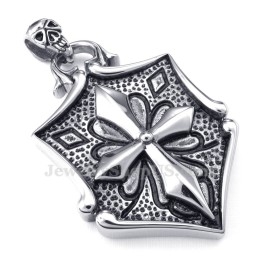 Collier Pendentif En Titane Avec Croix Et Cartes (Chaîne Gratuite)