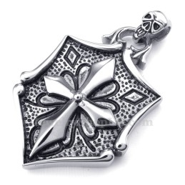 Collier Pendentif En Titane Avec Croix Et Cartes (Chaîne Gratuite)