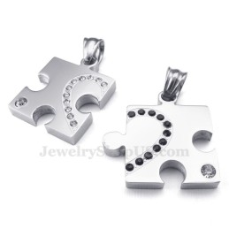 Collier Avec Pendentif En Titane Pour Couple (Chaîne Offerte) (Une Paire)