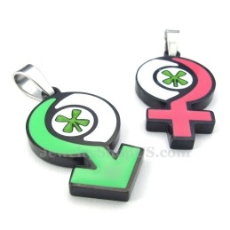 Collier Avec Pendentif Symbole En Titane Pour Garçon Et Fille (Chaîne Offerte) (Une Paire)