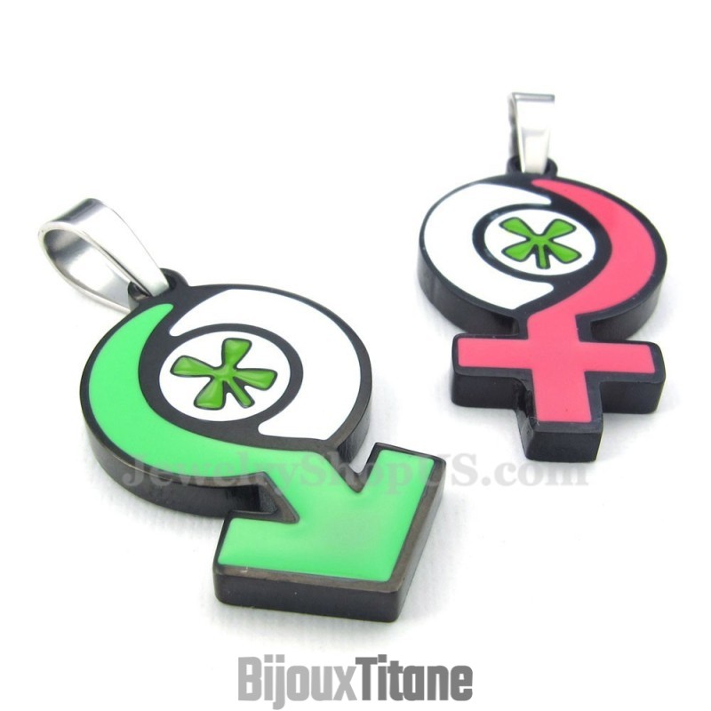 Collier Avec Pendentif Symbole En Titane Pour Garçon Et Fille (Chaîne Offerte) (Une Paire) Collier Avec Pendentif Symbole En Titane Pour Garçon Et Fille (Chaîne Offerte) (Une Paire)