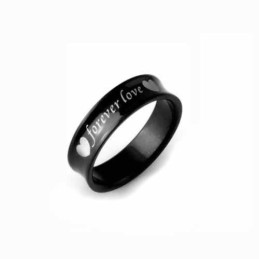 Bague En Titane Noir Forever Love Pour Homme, 6 Mm