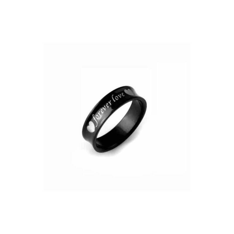 Bague En Titane Noir Forever Love Pour Homme, 6 Mm Bague En Titane Noir Forever Love Pour Homme, 6 Mm