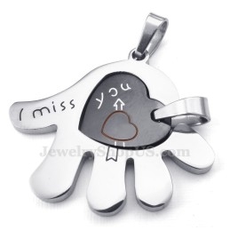Collier Avec Pendentif En Titane Pour Couple, Main Et Cœur (Chaîne Offerte) (Une Paire)