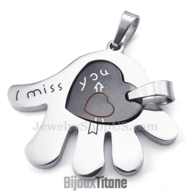 Collier Avec Pendentif En Titane Pour Couple, Main Et Cœur (Chaîne Offerte) (Une Paire) Collier Avec Pendentif En Titane Pour Couple, Main Et Cœur (Chaîne Offerte) (Une Paire)