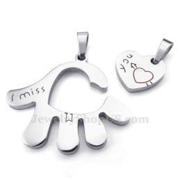 Collier Avec Pendentif Main En Titane Pour Couple (Chaîne Offerte) (Une Paire)