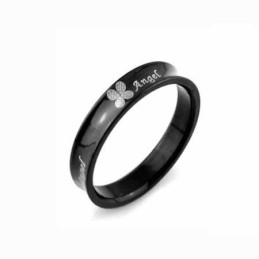 Bague Trèfle À Quatre Feuilles En Titane Noir Pour Homme, 6 Mm
