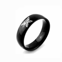 Bague Papillon En Titane Noir Pour Homme, 6 Mm