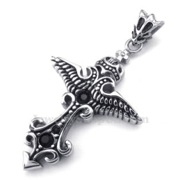 Collier Pendentif En Titane Et Zircon Noir (Chaîne Offerte)
