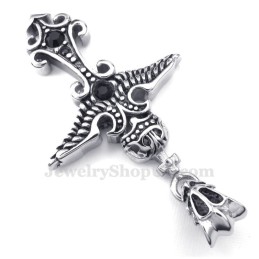 Collier Pendentif En Titane Et Zircon Noir (Chaîne Offerte)