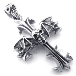 Collier Pendentif Tête De Mort En Titane (Chaîne Gratuite)