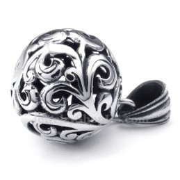 Collier Pendentif Boule Creuse En Titane (Chaîne Gratuite)