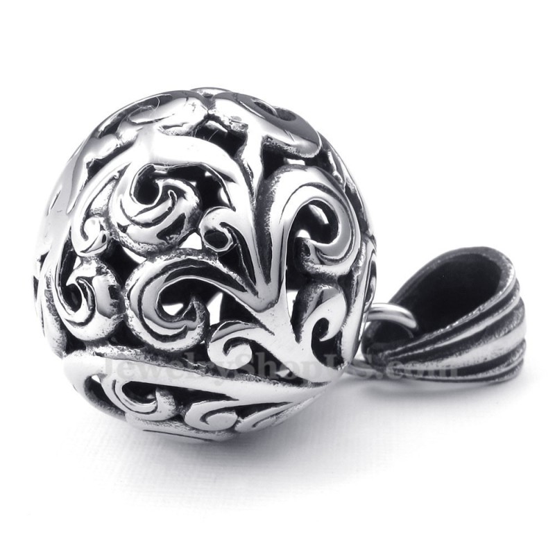 Collier Pendentif Boule Creuse En Titane (Chaîne Gratuite)