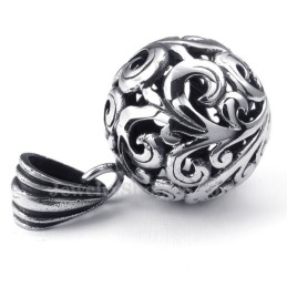 Collier Pendentif Boule Creuse En Titane (Chaîne Gratuite)