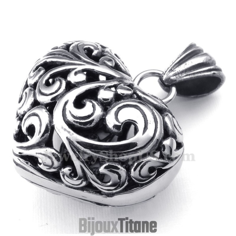 Collier Pendentif Cœur Creux En Titane (Chaîne Gratuite) Collier Pendentif Cœur Creux En Titane (Chaîne Gratuite)