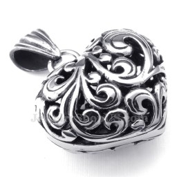 Collier Pendentif Cœur Creux En Titane (Chaîne Gratuite)