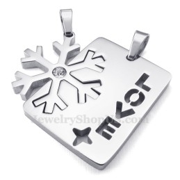 Collier Avec Pendentif Flocon De Neige En Argent Et Titane Pour Couple (Chaîne Offerte) (Une Paire)