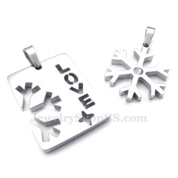 Collier Avec Pendentif Flocon De Neige En Argent Et Titane Pour Couple (Chaîne Offerte) (Une Paire)