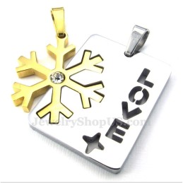 Collier Avec Pendentif Flocon De Neige En Titane Et Or Pour Couple (Chaîne Offerte) (Une Paire)