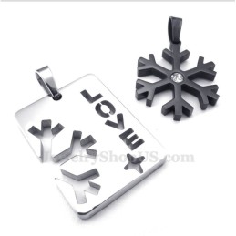 Collier Avec Pendentif Flocon De Neige En Titane Et Or Pour Couple (Chaîne Offerte) (Une Paire)