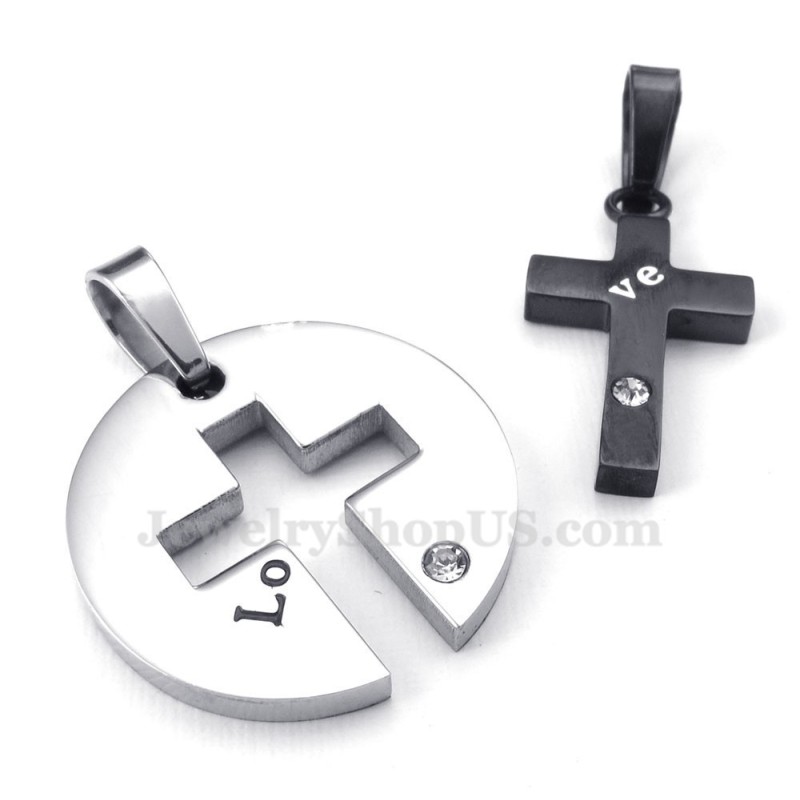 Collier Avec Pendentif Croix Noire En Titane Pour Couple (Chaîne Offerte) (Une Paire) Collier Avec Pendentif Croix Noire En Titane Pour Couple (Chaîne Offerte) (Une Paire)