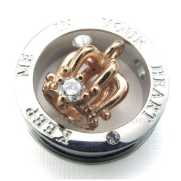 Collier Avec Pendentif Couronne Impériale En Titane Pour Couple (Chaîne Offerte) (Une Paire)
